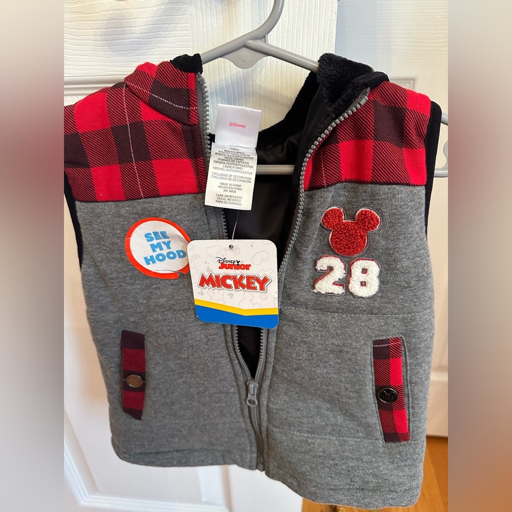 NWT Disney Mickey Plush Hooded Vest size 18 months